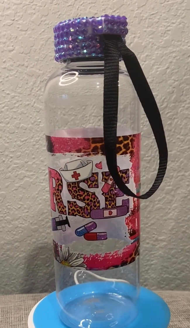 Custom Blinged Nurse Water Bottle