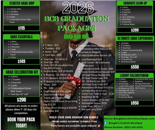 2026
BCB GRADUATION
GRADUATE GLOW-UP
PACKAGES