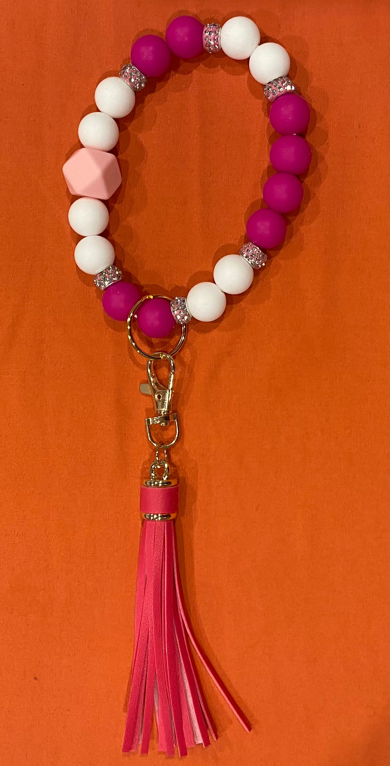 Custom silicone bead style Wristlet keychain