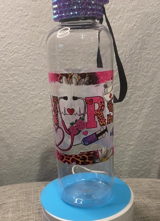 Custom Blinged Nurse Water Bottle